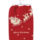 Tea Towel | Vintage Red Santa + Sleigh | Merry Christmas
