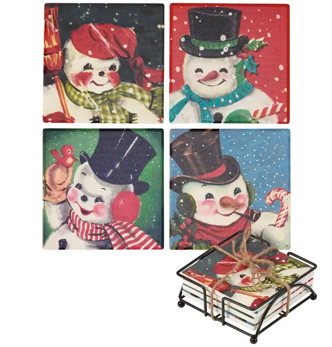 Coaster Set | Retro Snowmen