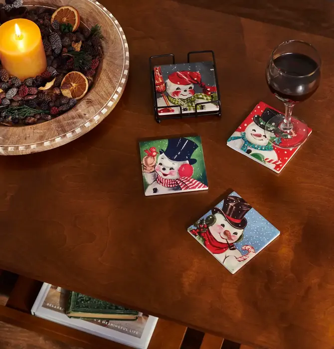 Coaster Set | Retro Snowmen