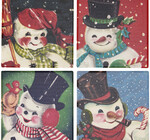 Coaster Set | Retro Snowmen
