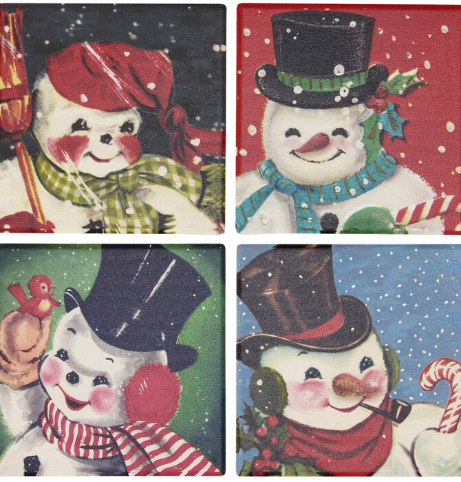 Coaster Set | Retro Snowmen