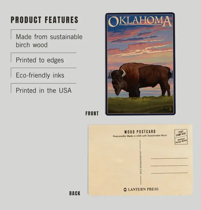 Postcard | Wood | Bison Sunset