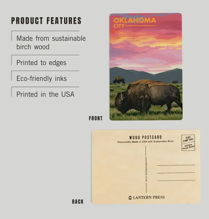 Postcard | Wood | Bison Sunset