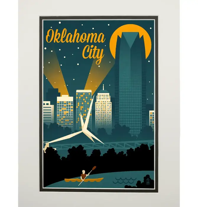 Art Print | Oklahoma City Retro Skyline | 8x10