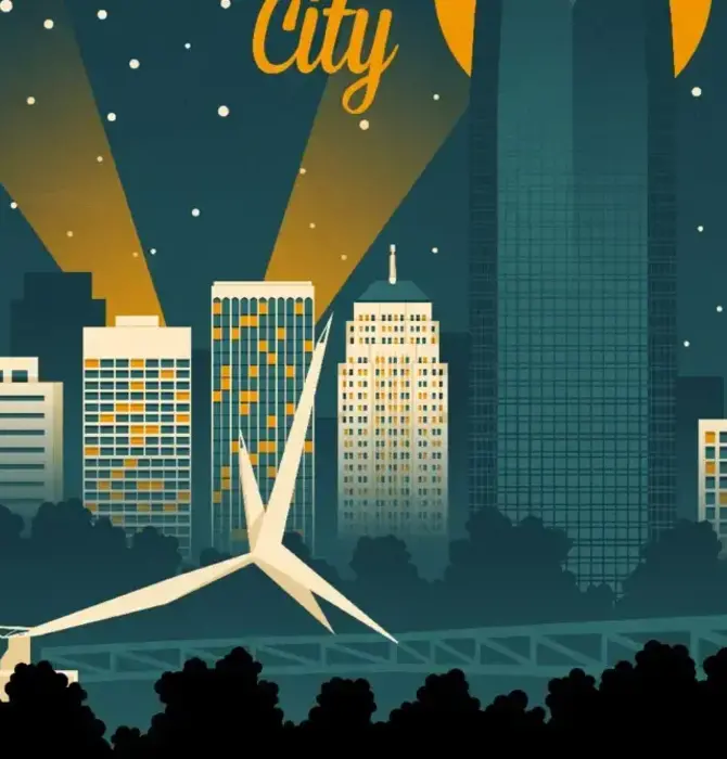 Art Print | Oklahoma City Retro Skyline | 8x10