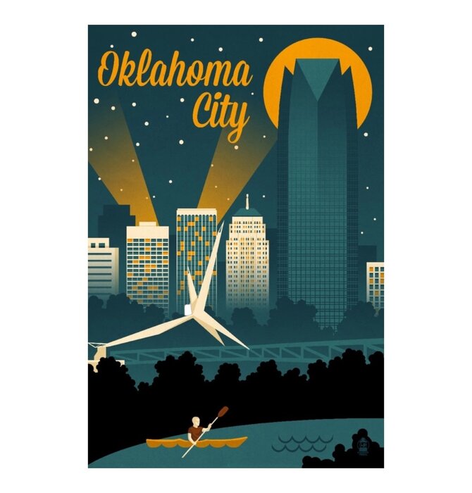 Art Print | Oklahoma City Retro Skyline | 8x10