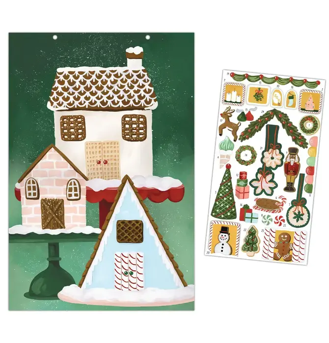 Wall Calendar | Christmas Countdown | Gingerbread Village