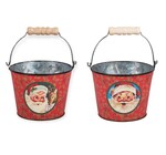 Metal Bucket | Santa Vintage | Red