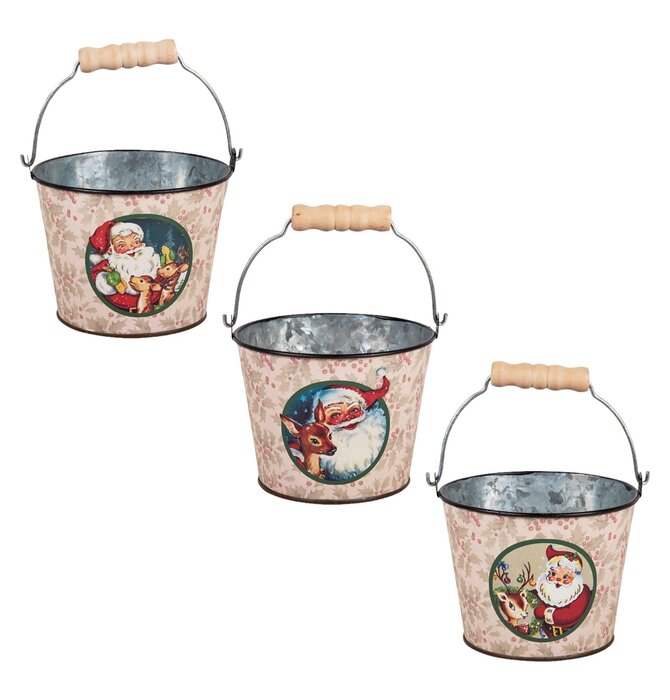 Metal Bucket | Santa Vintage | Cream