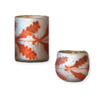 Candle Holder | Tealight/Votive | Etched Mercury Glass | Coral/Silver