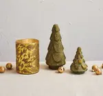 Tree | 10" Recycled Glass |  Embossed Matte Green & Gold Finish