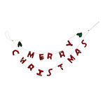 Garland | Wool Felt | "Merry Christmas" | Bubble Letters | Holly + Berries
