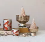 Candle Holder | Mercury Glass | Pleated + Footed | Antique Silver Finish