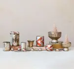 Candle Holder | Mercury Glass | Pleated + Footed | Antique Silver Finish