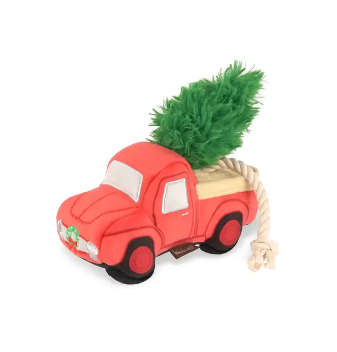 Dog Plush Toy | Holiday Hauler (Red Pickup Truck)