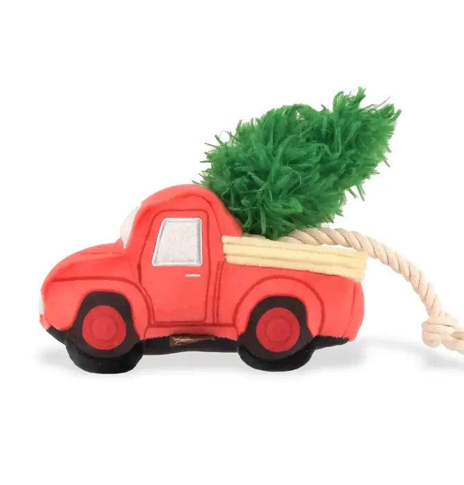 Dog Plush Toy | Holiday Hauler (Red Pickup Truck)
