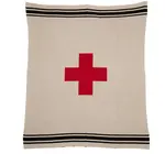 Blanket | Eco Throw | Swiss Cross + Stripes | Flax/Black/Cherry
