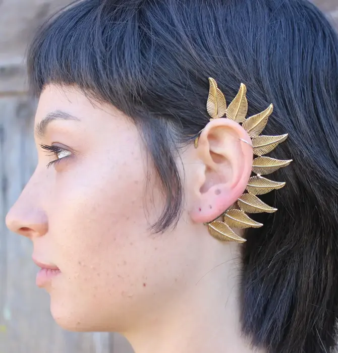 Ear Cuff | Brass Feathered