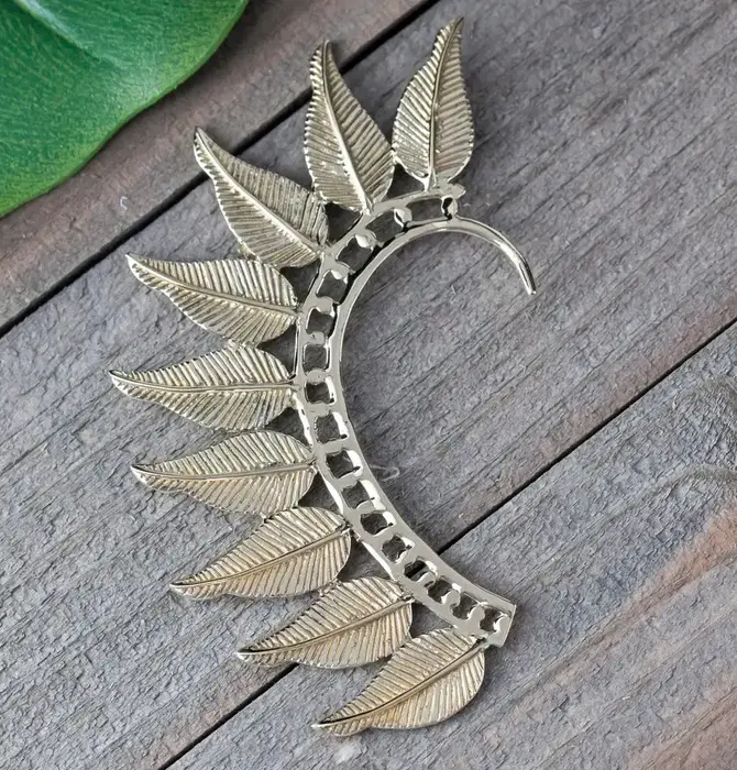 Ear Cuff | Brass Feathered