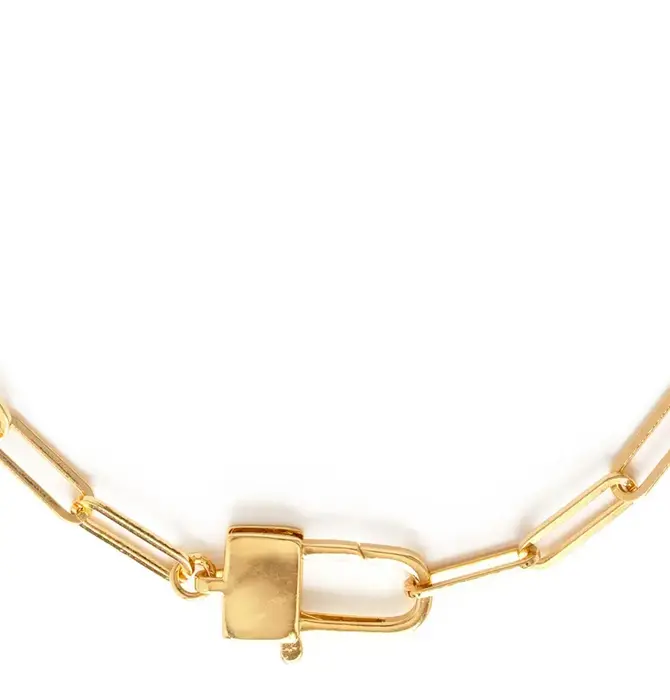 Necklace | Paperclip Chain | Padlock Clasp | 14K Gold-Plate Brass