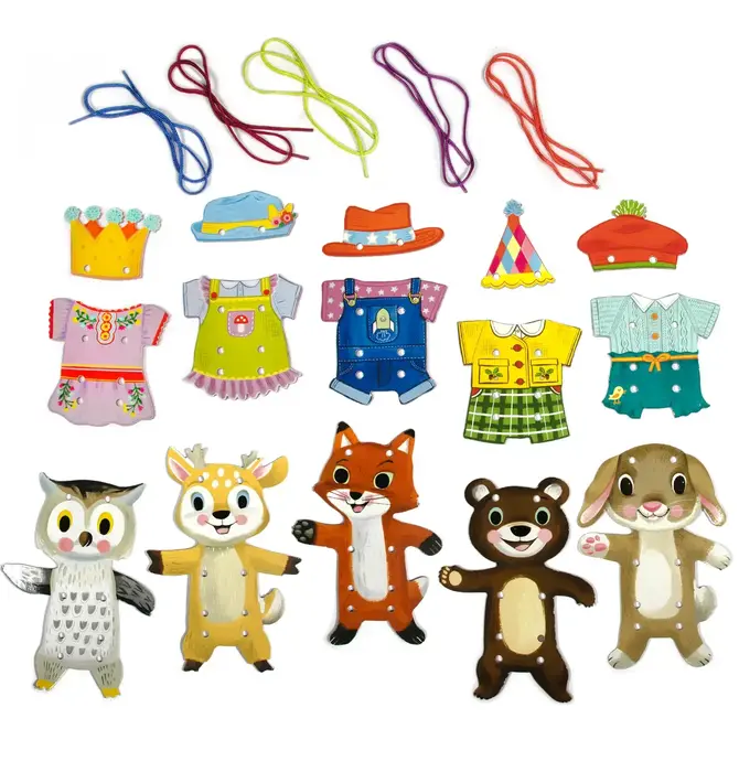 Dress Up Lacing Cards | Woodland Friends