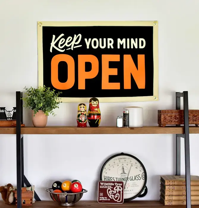Banner | Camp Flag | Keep Your Mind Open