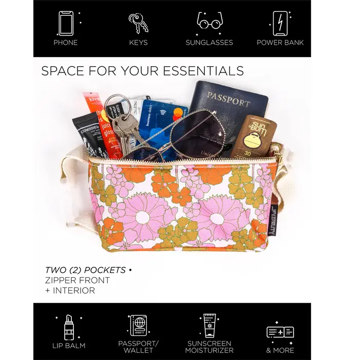 Bag | Fanny Pack Slim Recycled | Floral Red Pink