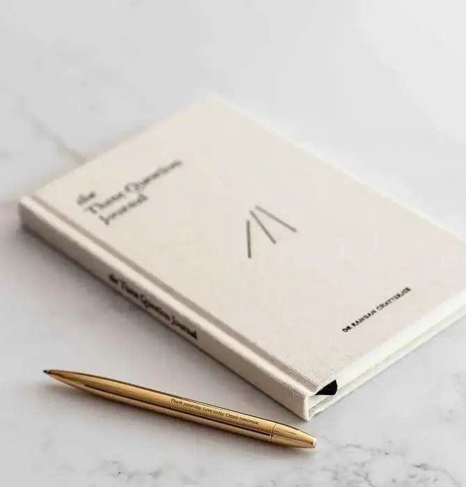 Book | Three Question Journal | Daily Wellbeing | Linen
