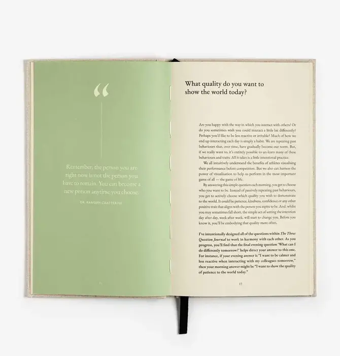 Book | Three Question Journal | Daily Wellbeing | Linen