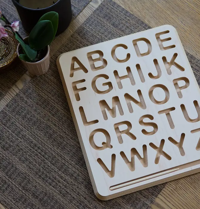 Toy | Tracing Board + Stylus | Wooden Alphabet