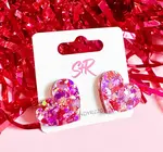 Earrings | Heart Stud | Pink Confetti