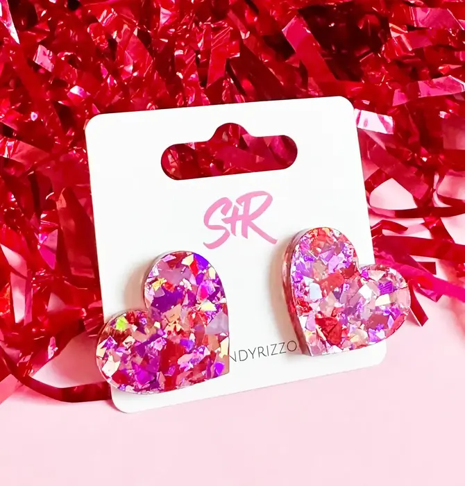 Earrings | Heart Stud | Pink Confetti
