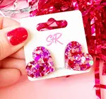 Earrings | Heart Stud | Pink Confetti