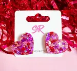 Earrings | Heart Stud | Pink Confetti