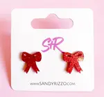 Earrings | Bow Stud | Red Sparkle