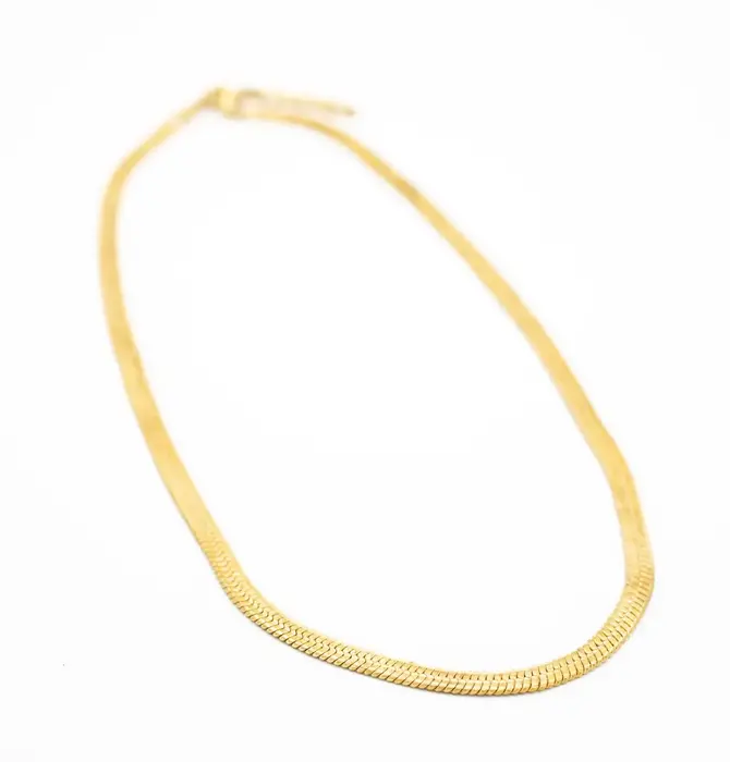 Necklace | Brass 16" Thin Herringbone Chain