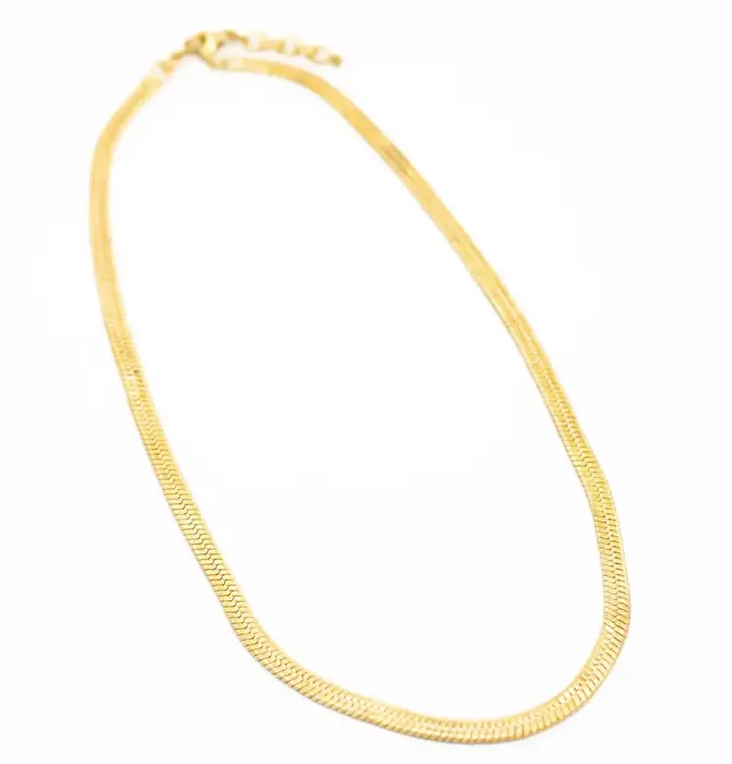 Necklace | Brass 16" Thin Herringbone Chain