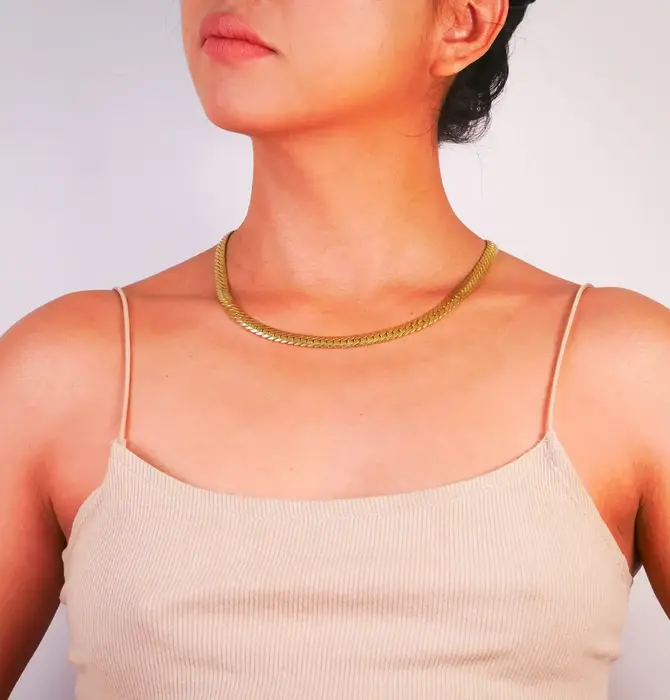 Necklace | Brass 18" Thick Herringbone Chain