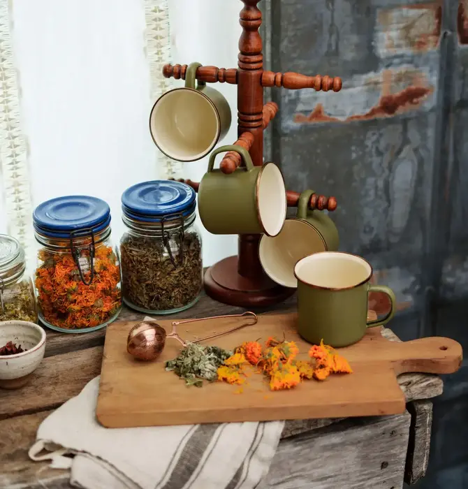 Camp Mugs | Enamel | Olive Drab + Speckled White
