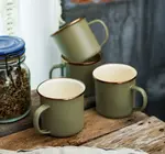Camp Mugs | Enamel | Olive Drab + Speckled White