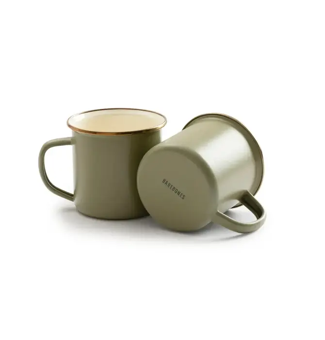Camp Mugs | Enamel | Olive Drab + Speckled White