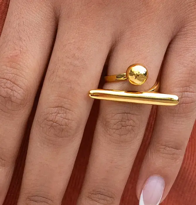 Ring | Balance Bar Orb | 18KGP