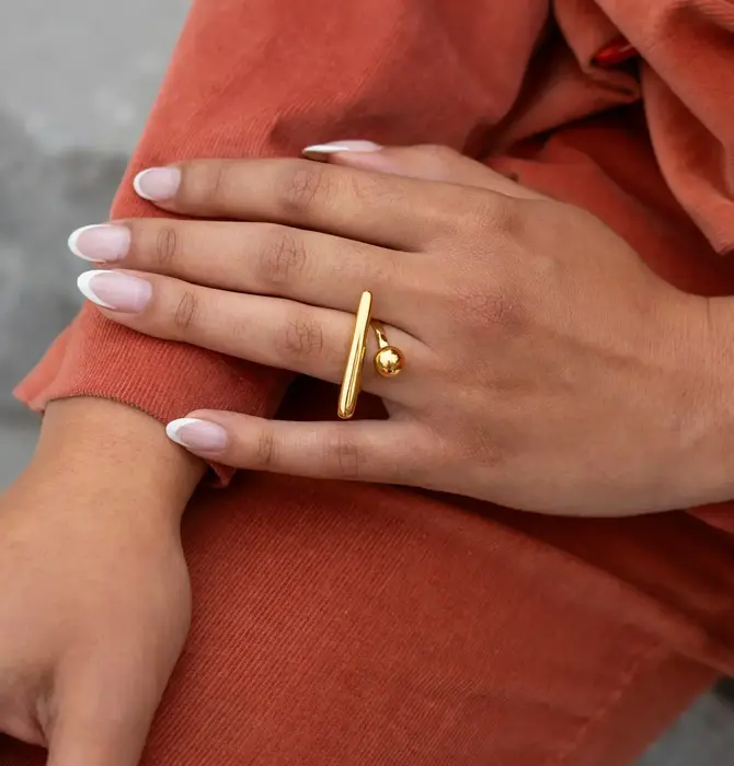 Ring | Balance Bar Orb | 18KGP
