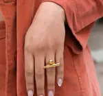 Ring | Balance Bar Orb | 18KGP