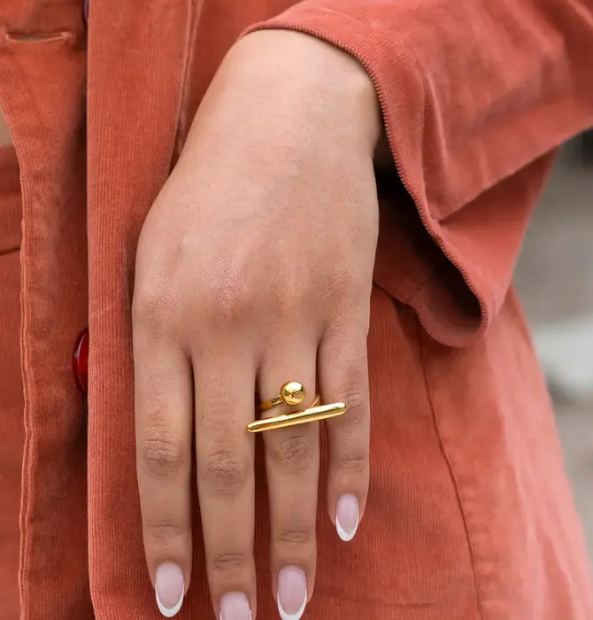 Ring | Balance Bar Orb | 18KGP
