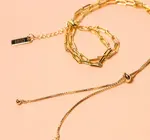 Necklace | "Redford" Lariat Bolo Paperclip | 18KGP