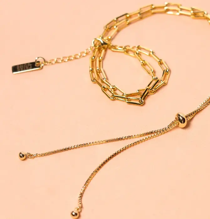 Necklace | "Redford" Lariat Bolo Paperclip | 18KGP