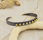 Bracelet Cuff | Mixed Metal Black | Bronze Beads