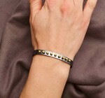 Bracelet Cuff | Mixed Metal Black | Bronze Beads