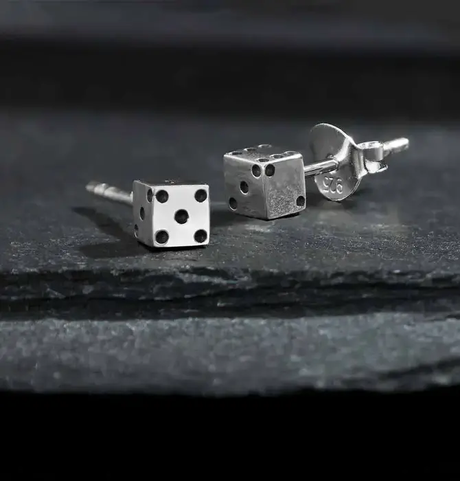 Earrings | Tiny Dice Stud | Sterling